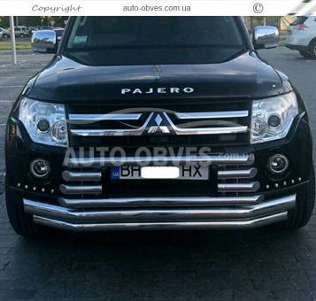 Front bumper protection Mitsubishi Pajero Wagon IV - type: with additional pipes фото 1