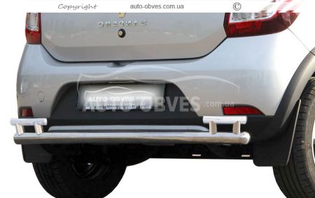 Sandero Stepway rear bumper protection - type: on struts, without parking sensors фото 0