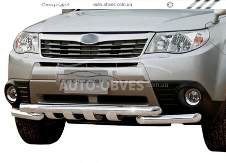 Захист бампера Subaru Forester 2008-2012 - тип: модельний, з пластинами фото 0