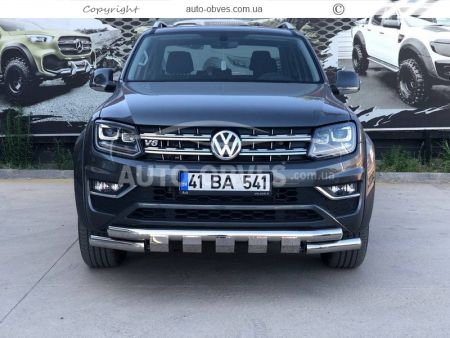 Bumper protection VW Amarok 2016-... - type: model, with plates d:76mm фото 3