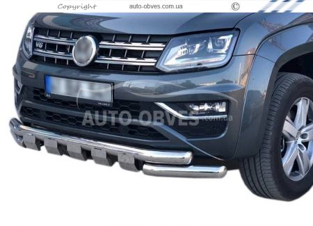 Захист бампера VW Amarok 2016-... - тип: модельний, з пластинами д:76мм фото 0
