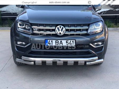 Bumper protection VW Amarok 2016-... - type: model, with plates d:76mm фото 1