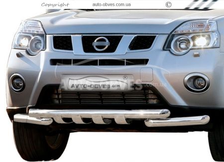 Захист бампера Nissan X-Trail t31 2007-2014 - тип: модельний, з пластинами фото 0