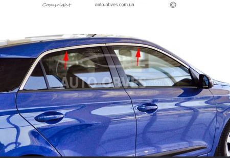 Window trim up Hyundai i20 2014-2020 - type: 4 pcs stainless steel photo 2