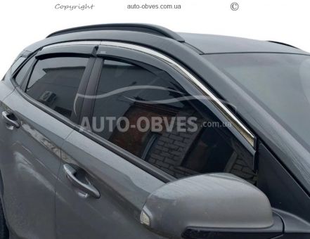 Дефлектори вікон Hyundai Kona - тип: з хромом 4 шт фото 3