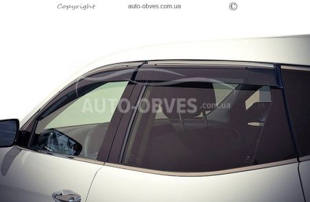 Дефлекторы на окна ветровики Hyundai Santa Fe 2017-… - тип: с хром молдингом фото 0