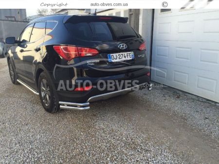 Защита заднего бампера Hyundai Santa Fe 2013-2016 - тип: двойные углы фото 1