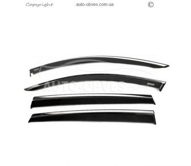 Hyundai Santa Fe 2017-... window deflectors - type: with chrome 4 pcs фото 0