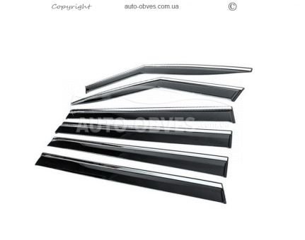 Wind deflectors with chrome molding Hyundai Santa Fe 5 2023-... - type: 4 pcs photo 0