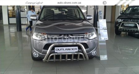 Bull bar Mitsubishi Outlander 2013-2015 - type: double фото 2