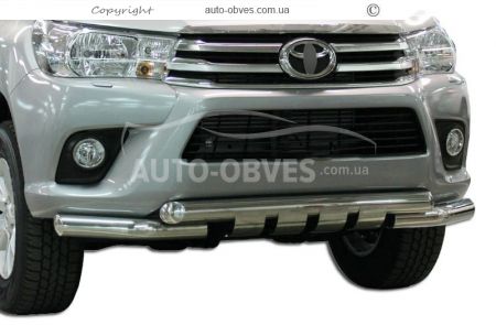 Защита бампера Toyota Hilux 2015-2020 - тип: модельная с пластинами фото 0