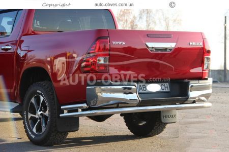 Rear bumper protection Toyota Hilux 2020-… - type: pipe with corners фото 1
