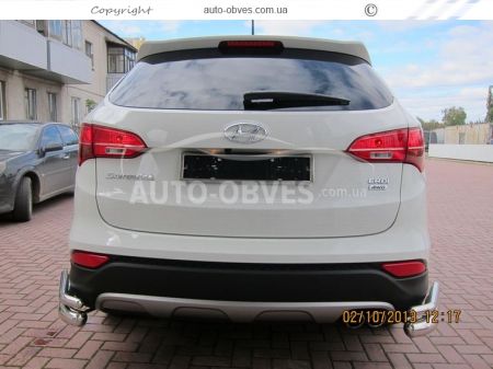 Защита заднего бампера Hyundai Santa Fe 2013-2016 - тип: двойные углы фото 1