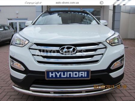 Double arc Hyundai Santa Fe 2013-2016 - type: on tubes фото 1