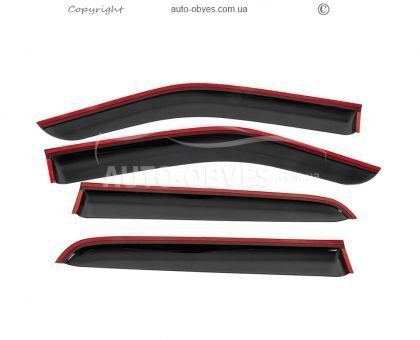 Wind deflectors Isuzu D-Max 2019-... - type: 4 pcs with black molding photo 1