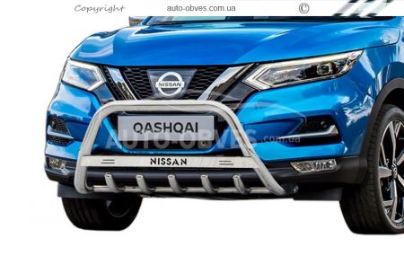 Bull bar Nissan Qashqai 2018-2021 - type: with logo фото 1