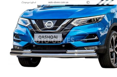 Front bar Nissan Qashqai 2018-2021 - type: with additional pipes фото 0