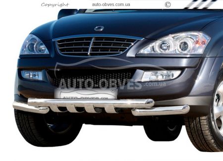 Захист бампера Ssangyong Kyron - тип: модельний, з пластинами фото 0