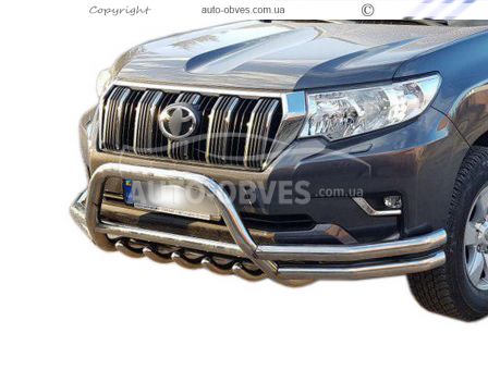 Front bumper protection Toyota Prado 150 2018-... - type: with additional pipes фото 0