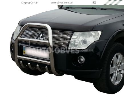 High bull bar Mitsubishi Pajero Wagon IV - type: up to the hood фото 0