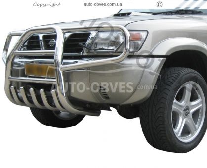 Front bumper protection Nissan Patrol I - type: with optics protection фото 0
