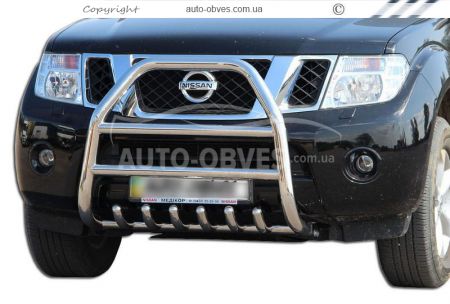 High bull bar Nissan Pathfinder - type: up to the hood фото 0
