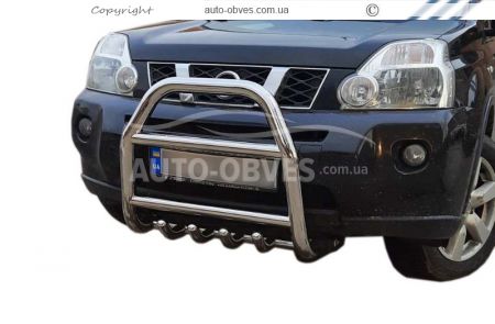 High bull bar Nissan X-Trail t31 2007-2014 - type: up to the hood фото 0