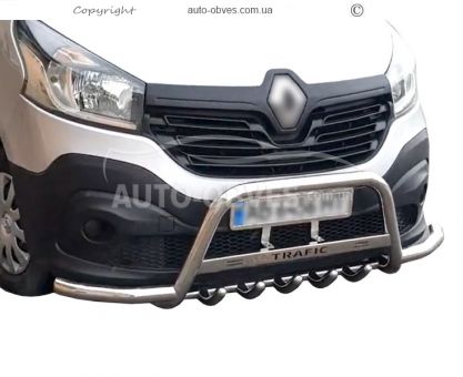 Front bumper protection Opel Vivaro 2015-2020 - type: with additional pipes фото 0