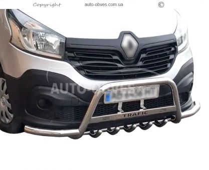 Front bumper protection Renault Trafic 2015-... - type: with additional pipes фото 0