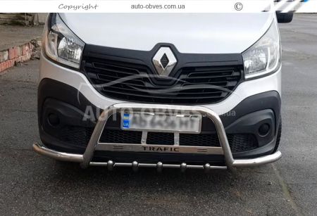 Защита переднего бампера Opel Vivaro 2015-2020 - тип: с доп трубками фото 1