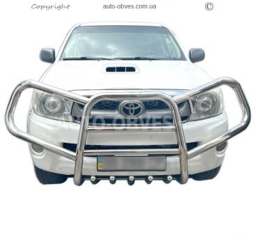 Защита переднего бампера Toyota Hilux 2006-2011 - тип: с защитой фар фото 1