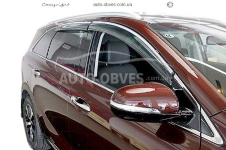 Windshield deflectors Kia Sorento 2015-2020 - type: with chrome molding фото 0