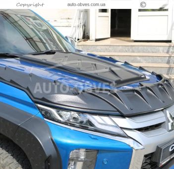 A set of overlays on the hood of Mitsubishi L200 2019-... - type: 3 pcs v-dragon фото 3