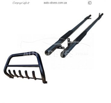 Bumper + pipe sills Nissan Navara 2005-2014 - type: in black for the military photo 0