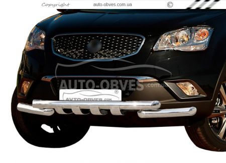 Защита бампера Ssangyong Korando 2010-2014 - тип: модельная, с пластинами фото 1