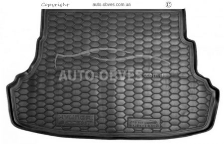 Trunk mat Hyundai Solaris sedan 2011-2016 not divided backrest - type: polyurethane фото 0