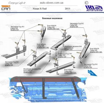 Подножки Nissan X-Trail 2017-2021- style: Range Rover фото 3