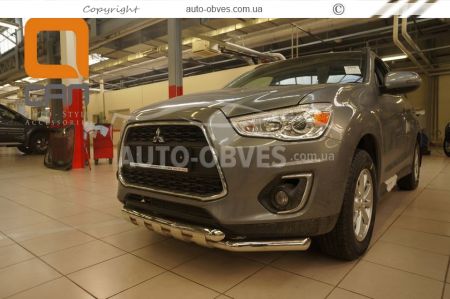 Bumper protection Mitsubishi ASX 2013-2016 - type: model with plates фото 2