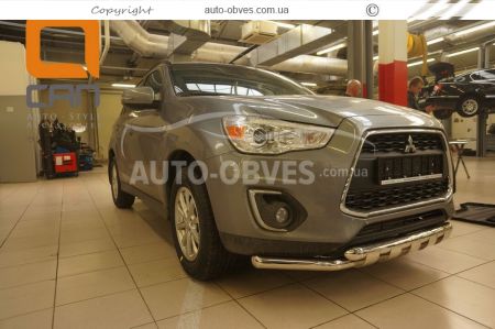 Bumper protection Mitsubishi ASX 2013-2016 - type: model with plates фото 3