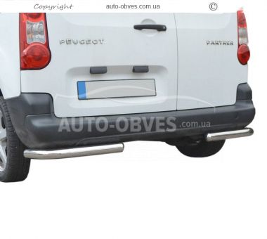 Rear bumper protection Peugeot Partner, Rifter 2019-... - type: single corners фото 0