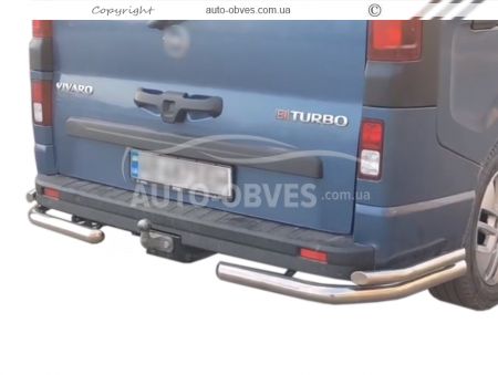 Защита заднего бампера Opel Vivaro 2015-2019 - тип: двойные углы фото 0