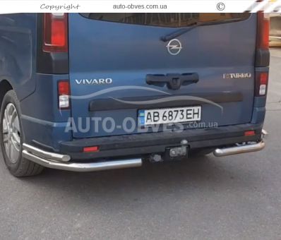 Защита заднего бампера Opel Vivaro 2015-2019 - тип: двойные углы фото 1