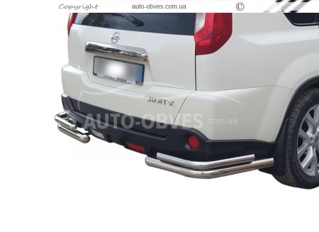 Защита заднего бампера Nissan X-Trail t31 - тип: двойные углы фото 0