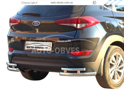 Rear bumper protection Hyundai Tucson 2019-2021 - type: double corners фото 0