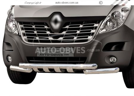 Защита бампера Renault Master 2010-2023 - тип: модельная, с пластинами фото 0
