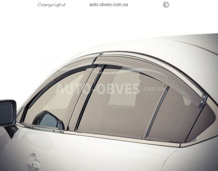 Дефлектори вікон Mazda 6 2013-... - тип: з хром молдингом фото 0