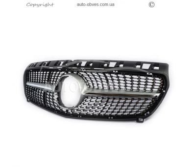 Передня решітка Mercedes A-сlass w176 2012-2018 - type: diamond silver 2012-2015 фото 0