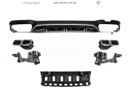 Rear diffuser Mercedes E-class w213 2016-2019 - type: with Silver nozzles for AMG, AMG-Line design E63 photo 0