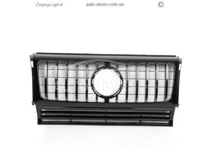 Front grille Mercedes G сlass w463 1990-2018 - type: gt with chrome stripes black with chrome stripes фото 1