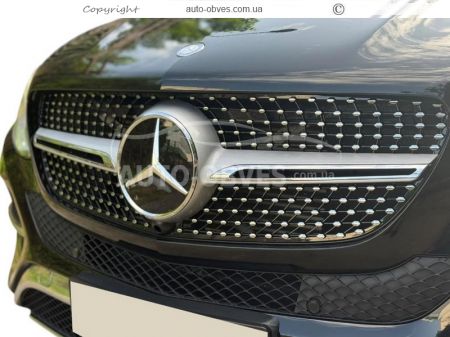 Решітка радіатора Mercedes GLE ML сlass w166 - тип: diamond для GLE під камеру фото 5